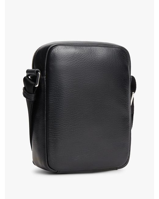 Tommy Hilfiger Black Th Business Leather Crossbody Reporter Bag for men
