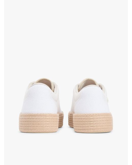Tommy Hilfiger White Th Monogram Canvas Rope Platform Trainers