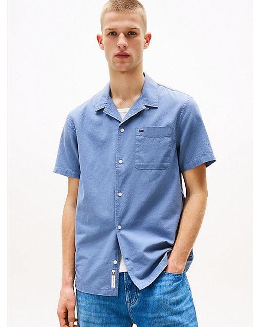 Tommy Hilfiger Regular Fit Kurzarm-Hemd Aus Leinenmix in Blue für Herren
