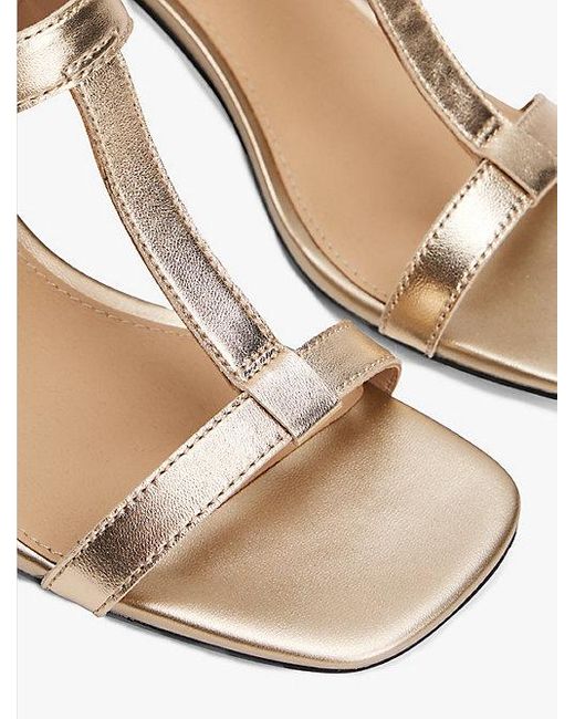 Tommy Hilfiger White Metallic-Ledersandale Mit Blockabsatz