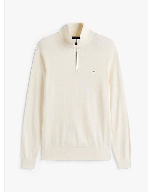 Tommy Hilfiger Half-Zip Trui Met Kasjmier in het White voor heren
