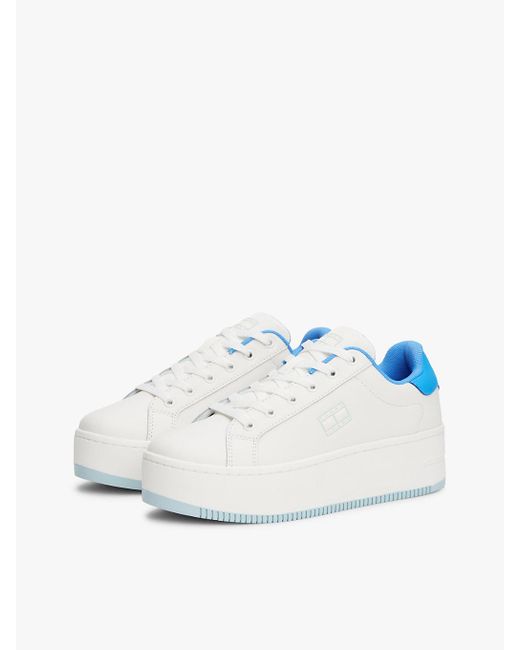Baskets Compensées Crantées Vernies Avec Cuir Tommy Hilfiger en coloris Blue