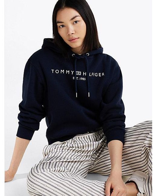 Tommy Hilfiger Blue Fleece-Hoodie Mit Logo Und Tunnelzug