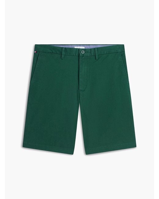 Tommy Hilfiger Green Denton Twill Straight Fit Chino Shorts for men