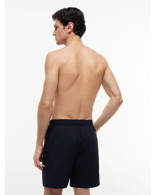 Tommy Hilfiger Blue Colour-Blocked Long Length Swim Shorts for men
