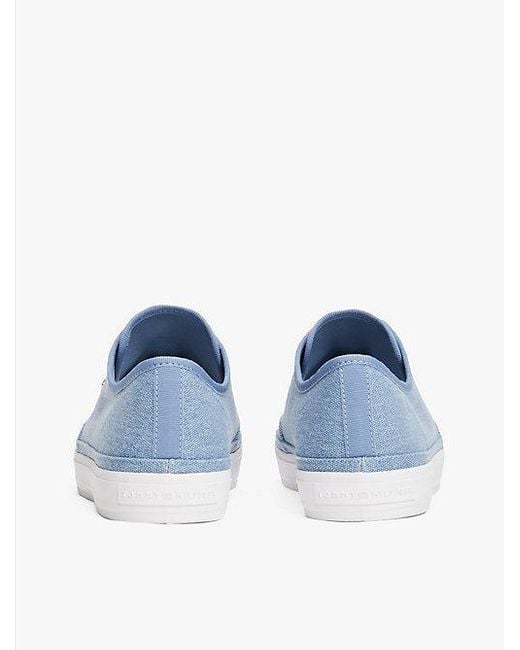 Tommy Hilfiger Canvas Sneaker Met Geëmailleerde Vlag in het Blue
