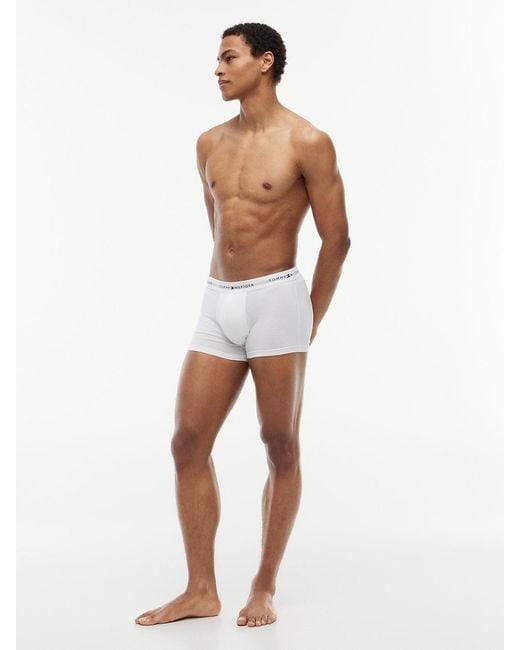 Tommy Hilfiger White 3-Pack Signature Logo Waistband Trunks for men