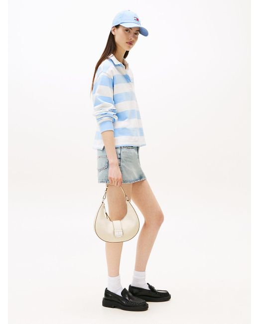 Borsa Hobo Con Chiusura A Scatto E Logo di Tommy Hilfiger in White