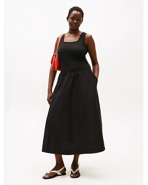 Vestido Curve Midi De Corte Slim Evasé Tommy Hilfiger de color Black
