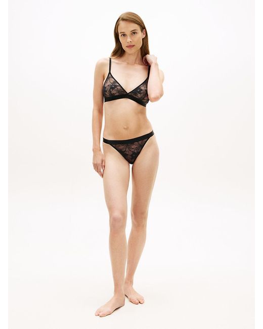 Tommy Hilfiger Natural Repeat Logo Floral Lace Triangle Bra