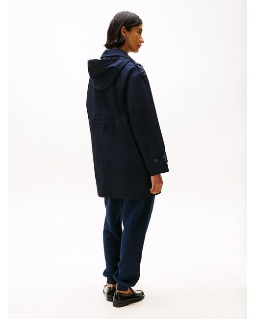 Tommy Hilfiger Blue Hooded Cuff Strap Parka