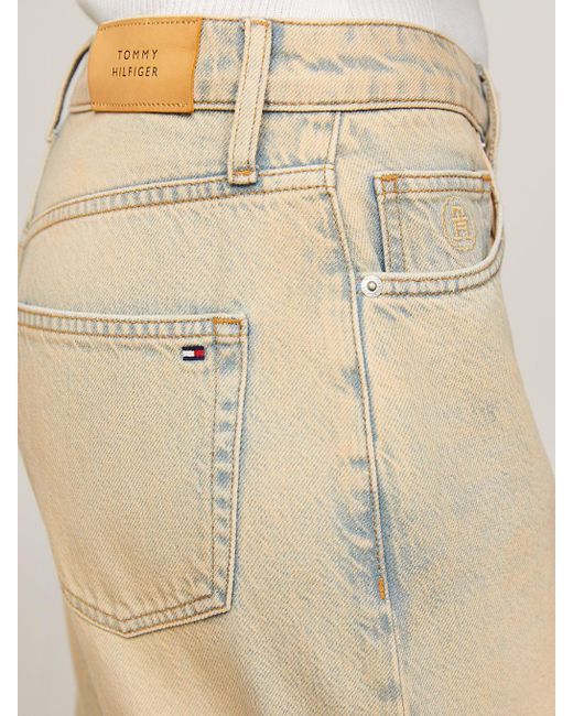 Tommy Hilfiger Natural Th Monogram High Rise Straight Faded Jeans