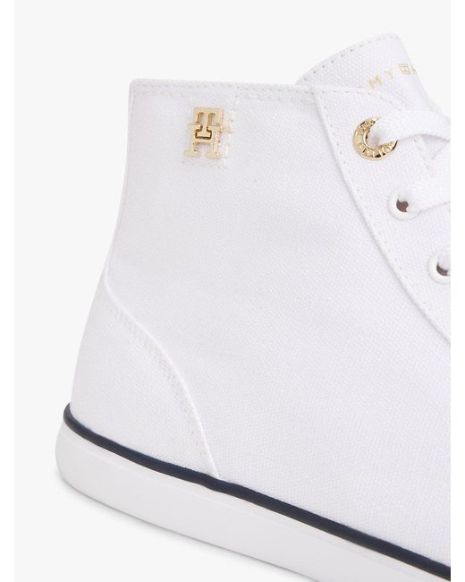 Tommy Hilfiger White Th Monogram Canvas Mid-Top Trainers