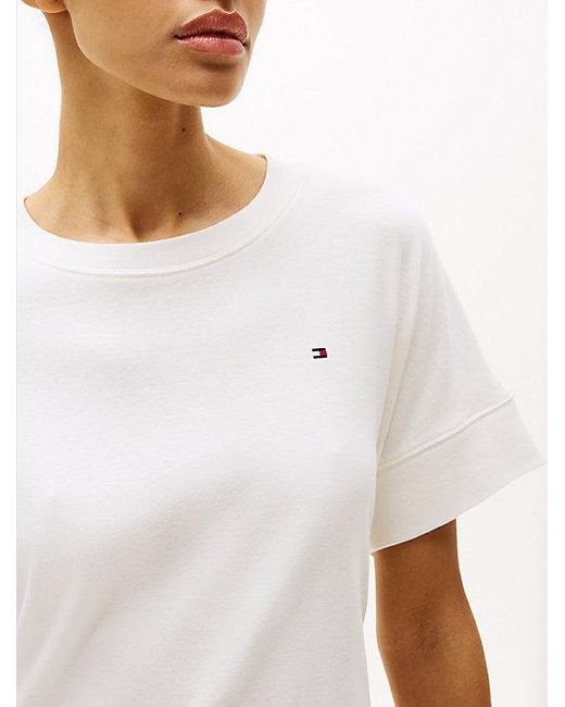 Tommy Hilfiger Mini-Jurk Met Ceintuur En Korte Mouwen in het White