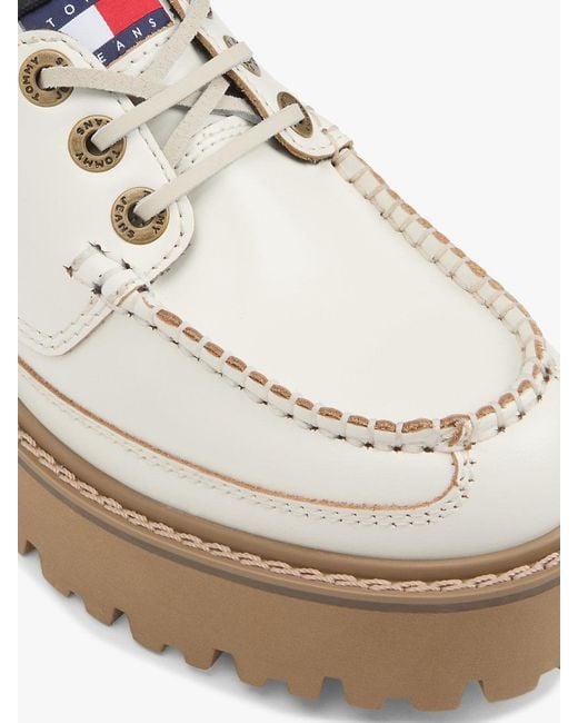 Tommy Hilfiger White Archive Leather Chunky Cleat Boat Shoes