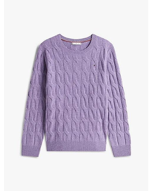 Jersey Curve De Punto Trenzado En Lana Suave Tommy Hilfiger de color Purple