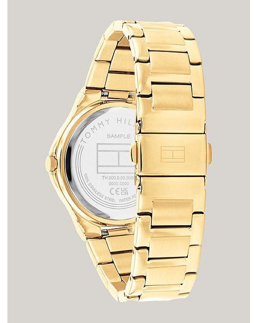 Reloj chapado en oro con cristales Tommy Hilfiger de color Metallic