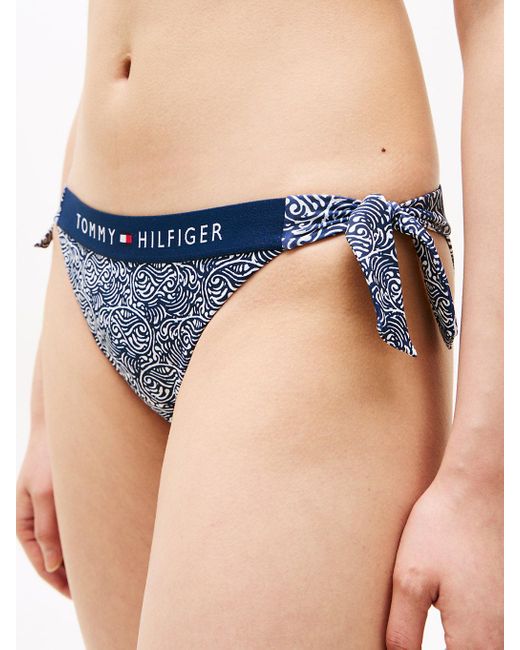 Tommy Hilfiger Blue Original Print Side Tie Bikini Bottoms