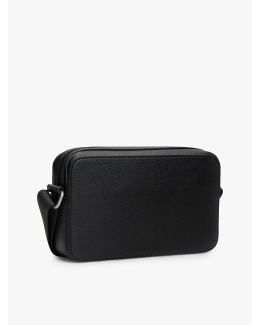 Tommy Hilfiger Black Signature Tape Plaque Crossbody Reporter Bag for men