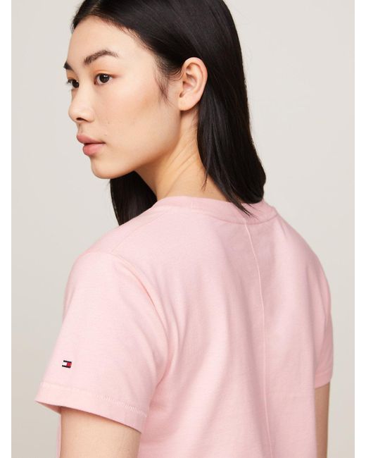 T-shirt à col ras-du-cou et couture au dos Tommy Hilfiger en coloris Pink