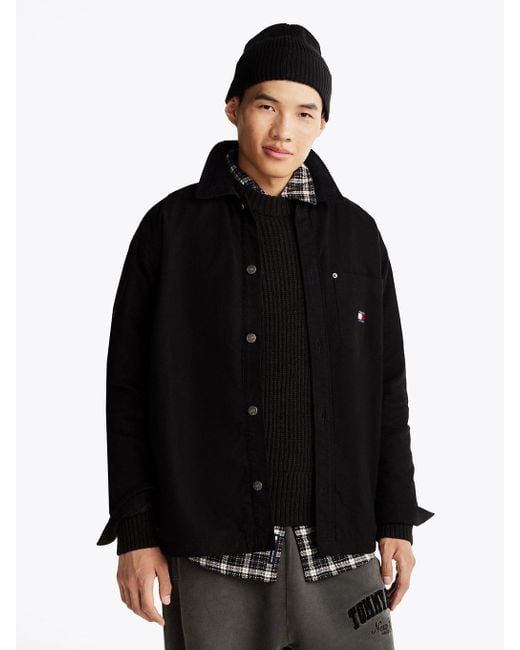 Tommy Hilfiger Black Relaxed Fit Sherpa Lined Overshirt for men