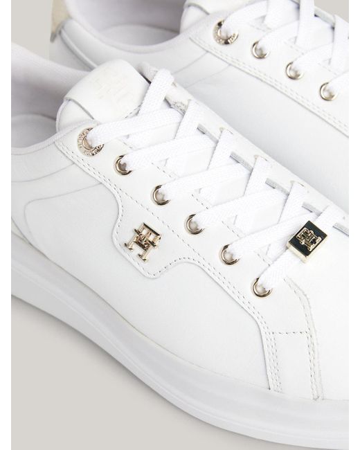 Tommy Hilfiger White Leather Th Monogram Court Trainers