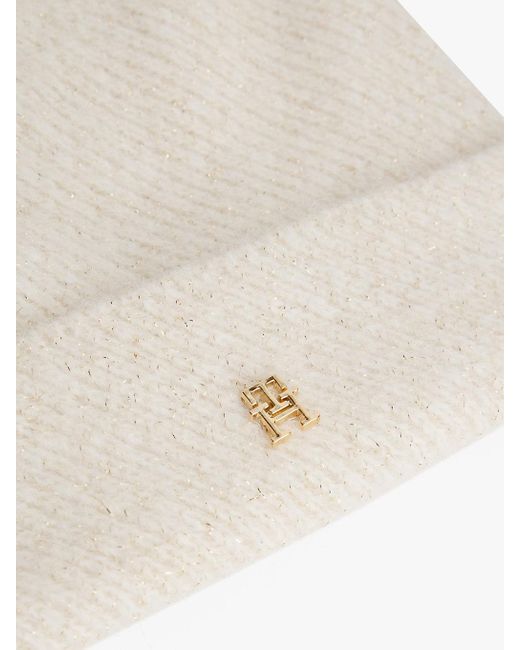 Berretto Chic Con Pompon di Tommy Hilfiger in White