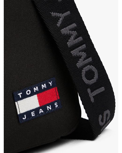Tommy Hilfiger Black Essential Repeat Logo Strap Laptop Bag for men