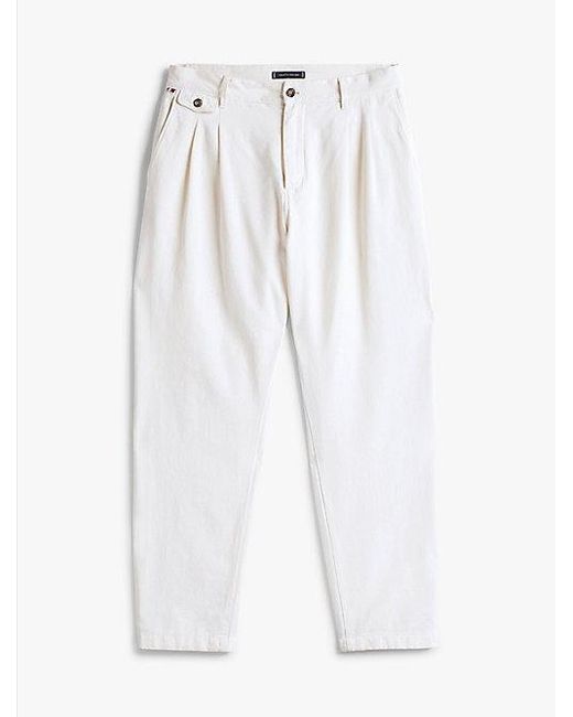 Pantalón Chino Greenwich De Pernera Ancha Con Lino Tommy Hilfiger de hombre de color Blue