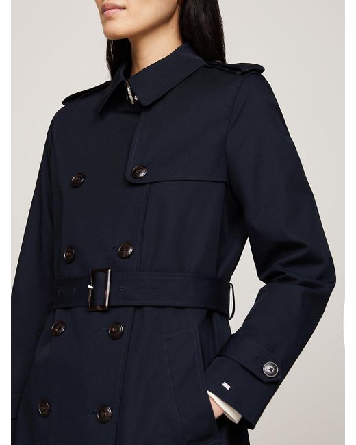 Trench-Coat Ajusté Déperlant Tommy Hilfiger en coloris Blue
