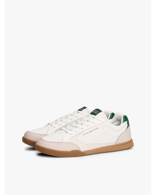 Tommy Hilfiger White Low Profile Cupsole Trainers With Leather for men