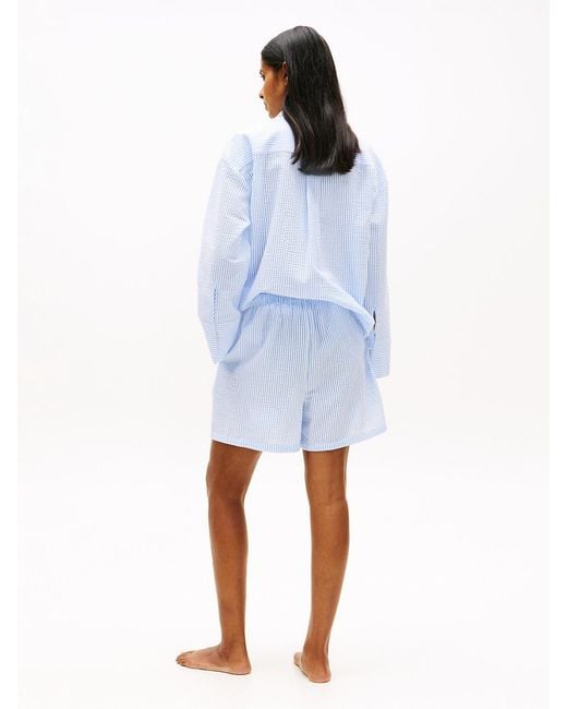 Tommy Hilfiger Blue Seersucker Cover-Up Shorts