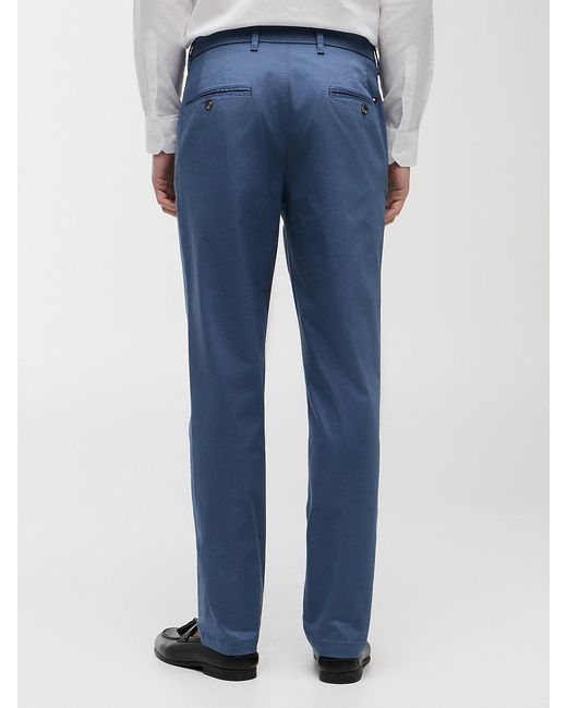 Tommy Hilfiger Blue Denton Slim Straight Textured Chinos for men
