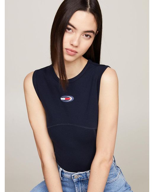 Tommy Hilfiger Blue Archive Fitted Logo Bodysuit
