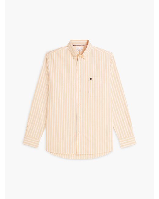 Tommy Hilfiger Natural Regular Fit Stripe Oxford Shirt for men