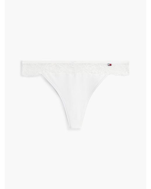 Tommy Hilfiger White Lace Trim Microfibre Thong
