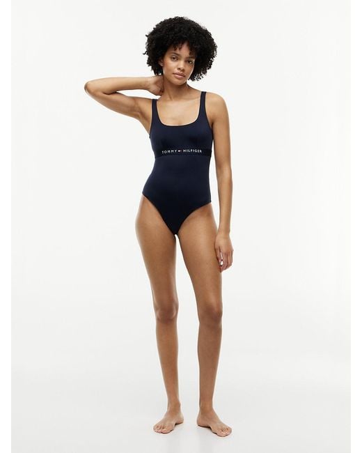 Tommy Hilfiger Blue Logo Band One-piece Swimsuit