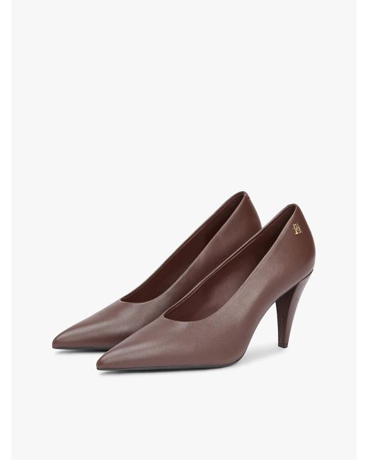 Tommy Hilfiger Brown Leather Th Monogram High Heels