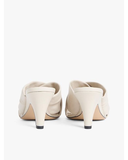 Tommy Hilfiger Natural Leather Crossover Strap Heeled Mules