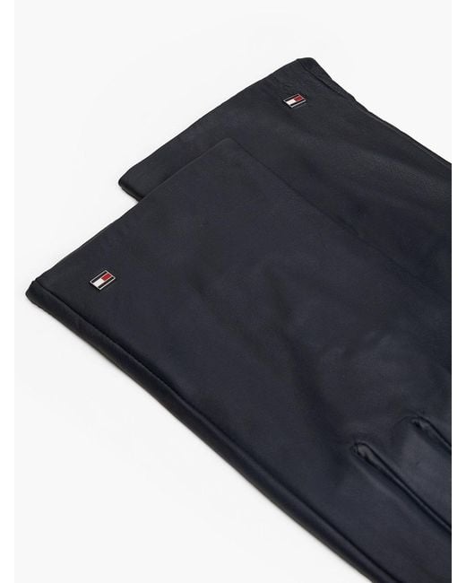 Tommy Hilfiger Blue Hilfiger Flag Leather Gloves for men