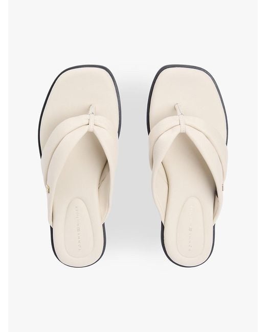 Tommy Hilfiger White Leather Toe Post Flat Sandals