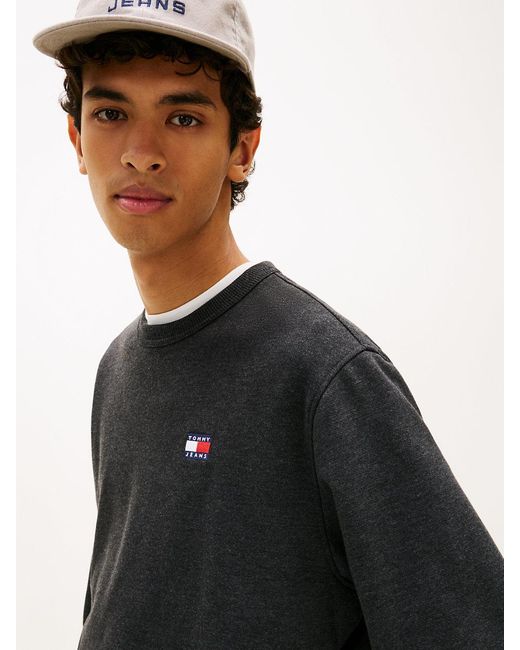 Tommy Hilfiger Black Tommy Badge Terry Crew Neck Sweatshirt for men