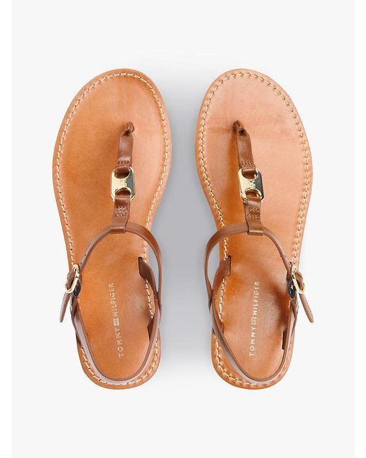 Tommy Hilfiger Multicolor Leather Th Monogram Strap Sandals
