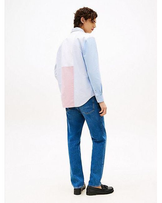 Tommy Hilfiger Relaxed Fit Overhemd Met Colour-Blocking in het White voor heren