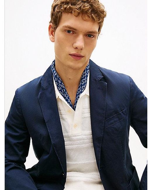 Pañuelo Estampado De Mezcla De Seda Tommy Hilfiger de hombre de color Blue