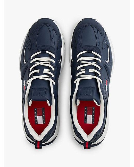 Tommy Hilfiger Sneaker Met Profielzool En Gemengde Texturen in het Blue voor heren
