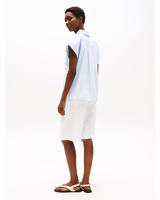Tommy Hilfiger White Relaxed Fit Short Sleeve Poplin Shirt