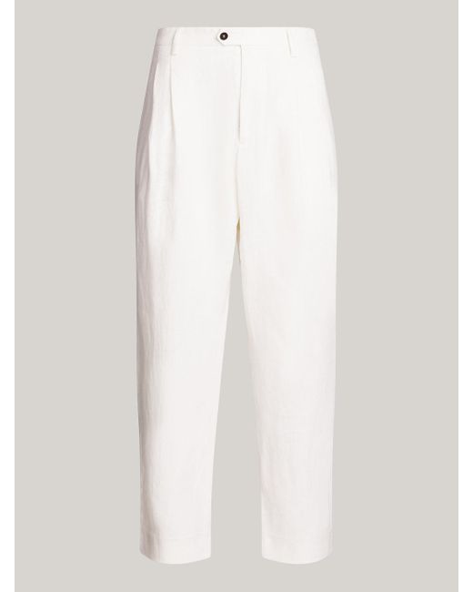 Short habillé en lin à pinces à l'avant Tommy Hilfiger pour homme en coloris White