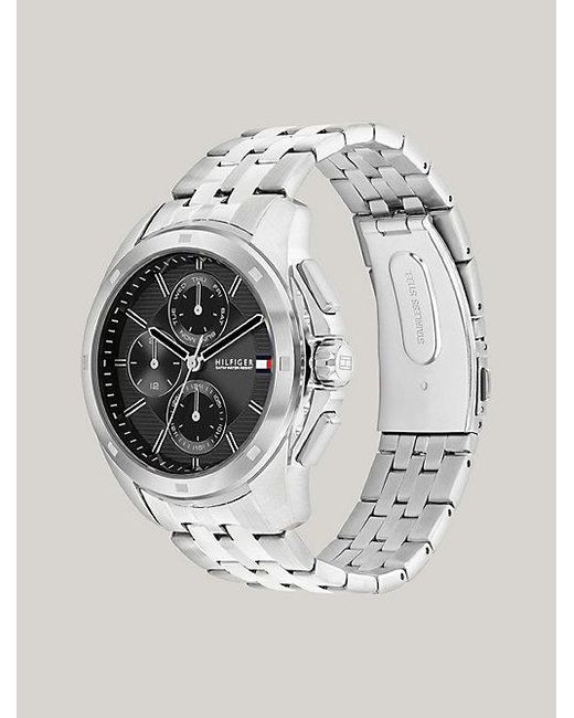 Tommy Hilfiger Rvs Subdial-horloge Met Zwarte Wijzerplaat in het Gray voor heren