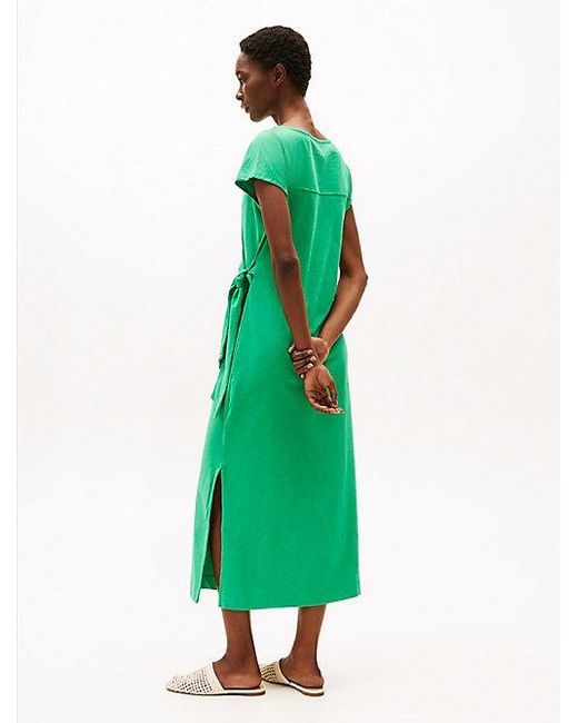 Vestido Midi Con Corte Slim Y Cuello Barco Tommy Hilfiger de color Green